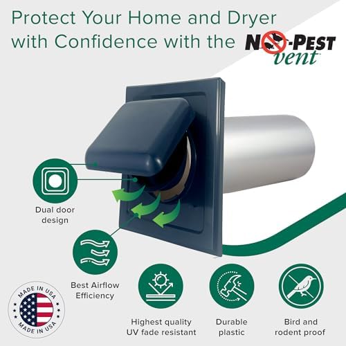 NO-PEST VENT Dual Door Dryer Vent Cover 4 Inch Outdoor, Made in USA, Highest - Image 2