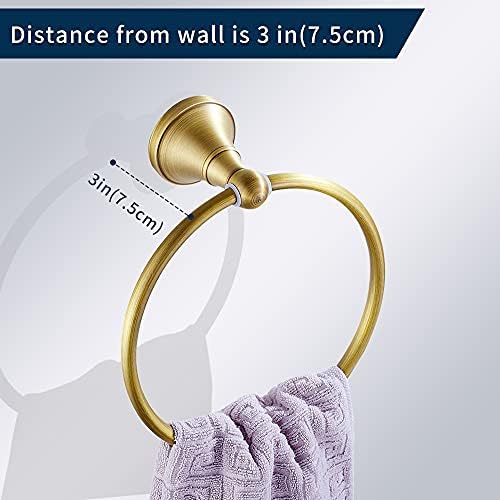 Leyden Antique Brass Toilet Paper Holder Towel Ring, Brass Hand Towel Holder - Image 2