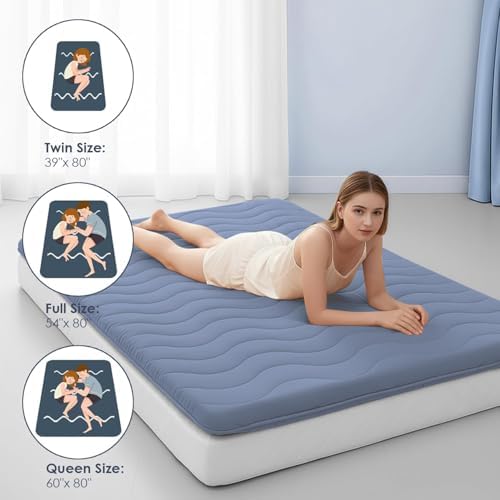SCHNAUZER HOME Japanese Floor Mattress Futon Mattress Queen 3.5" Thick Blue - Image 6
