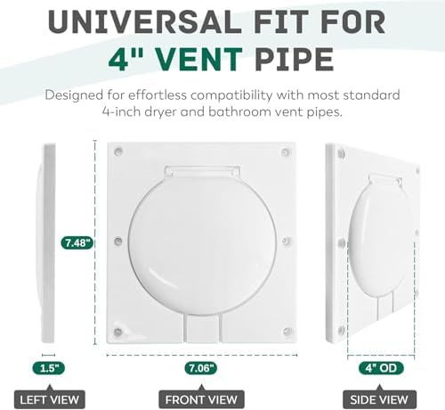 Dryer Vent Cover 4 Inch, Outdoor Dual Flap Vent Hood - Image 2