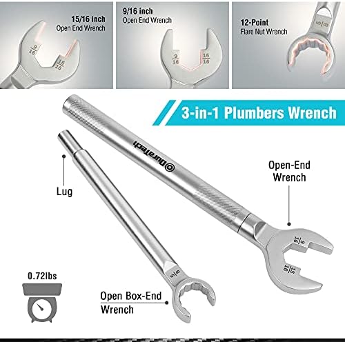 DURATECH 3-in-1 Plumber wrench & 4 Way Sillcock Key, - Image 2