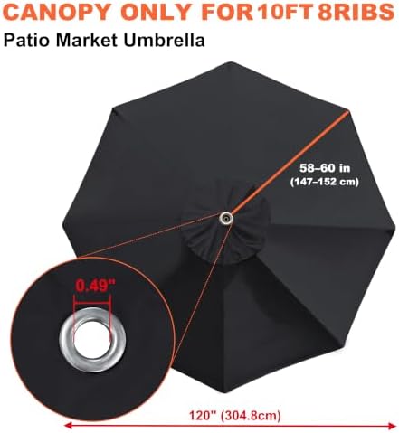 EliteShade USA 10FT Patio Umbrella Replacement Covers 8 Ribs Market Umbrella - Image 3