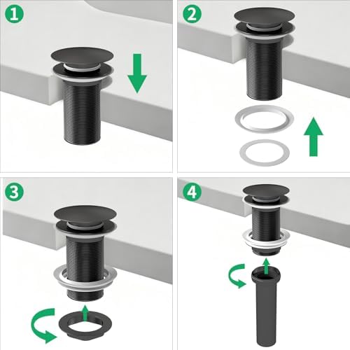 Bathroom Sink Drain Without Overflow, Pop Up Sink Drain, Matte Black - Image 6