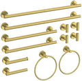 12Pcs Brushed Gold Bathroom Hardware Accessories Set SUS304 Stainless Steel by HOMEMYSTIQUE