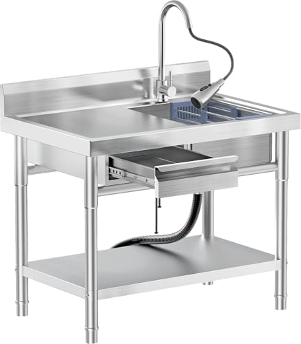 Stainless Steel Utility Sink Freestanding Single Bowl Laundry Sink by EHVCISTQProductShowcase