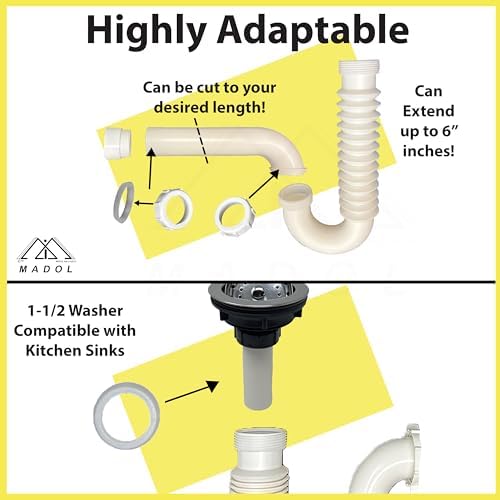 Corrugated P-Trap Drain Kit, All-In-One Plumbing Set - Image 6