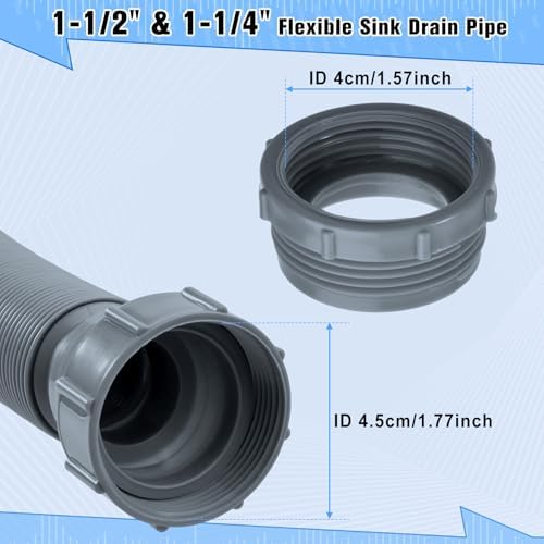 Flexible Sink Drain Pipe 1-1/2 Inch, Adjustable P Trap Kit - Image 2