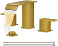 FORIOUS Brushed Gold Bathroom Sink Faucets 3 Hole Widespread Vanity Faucet by FORIOUS