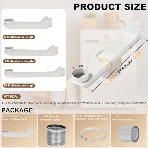 Periscope Dryer Vent Connector Kit, Upgraded 304 Stainless Steel, Adjustable - Image 2