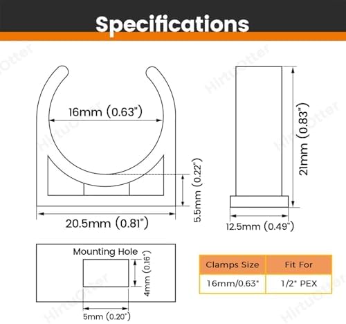 U-Shaped PVC Pipe Clamps Hanger White 16mm/0.63" - Image 2