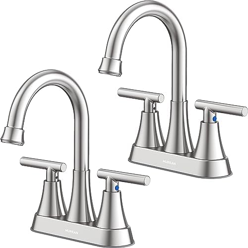 Bathroom Faucet, Hurran 4 inch Centerset 2-Handle Lead-Free, Brushed Nickel by Hurran
