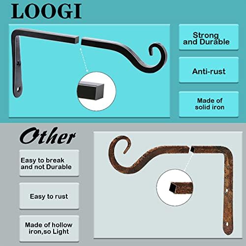 LOOGI Hanging Plant Bracket, Wall Hook Plant Hanger 10 Inch Decorative Hooks - Image 3