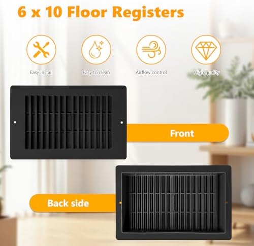 Floor Vent Covers, Floor Register 6x10, 5 Pack Adjustable Plastic Vent Covers - Image 4