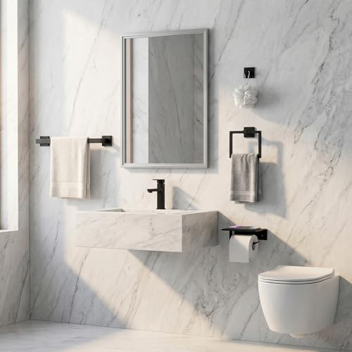 Tudoccy 10-Piece Matte Black Bathroom Hardware Set, 24in SUS304 - Image 2