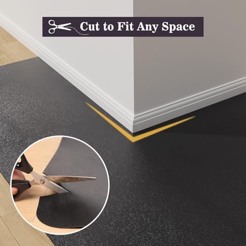 8'×12' Black Floor Mat for Under Kitchen Table, Easy Flat Floor Protector - Image 6