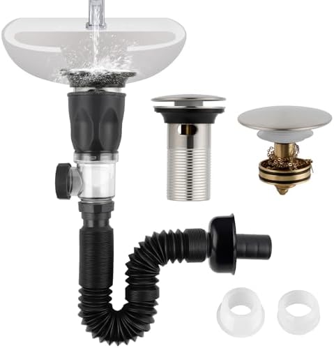 Bathroom Sink Drain Kit/Drain Pipe/Pop-Up Stopper, Big Cap, Brushed Nickel by iFealClear