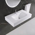 Wall Mount Bathroom Sink 31.9"L x 18"W x 5"H, Resin Stone Floating Sink by MEDUNJESS