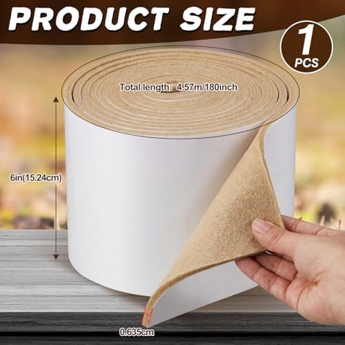 Jecery Adhesive Felt Roll, 1/4" X 6" X 5 Yard, Light Brown - Image 2