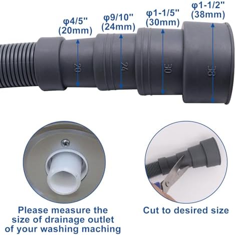 5ft Washing Machine Drain Tube Extension, Corrugated Drain Pipe Univerdal - Image 2
