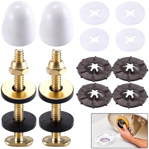 Toilet Flange Bolts with Caps, Solid Wax Ring Install Parts Kit, 2 Pack by boeemi