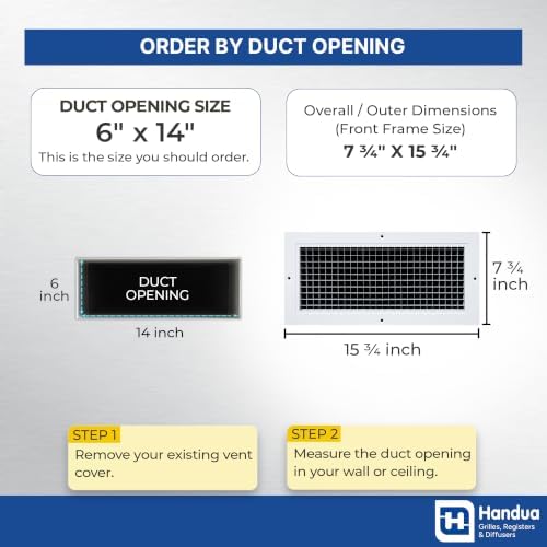 Fits 6x14 and 14x6 Duct Opening | Aluminum Eggcrate Return Air Grille | Low - Image 2