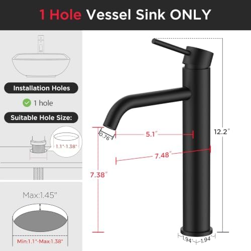 FORIOUS Vessel Sink Faucets Single Handle - Image 3