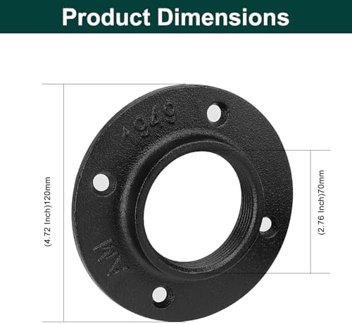 Industrial Pipe Floor Flange, 10 Pack Heavy Duty Malleable Iron Pipe Fittings - Image 2