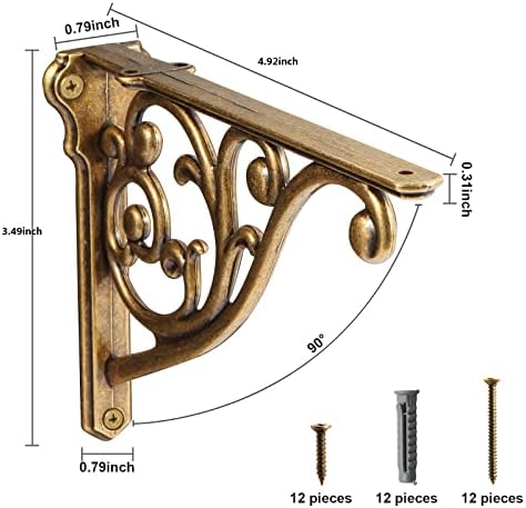 Khtumeware Ornate Decorative Shelf Brackets, 5-inch Small wall Mounted Shelving - Image 2
