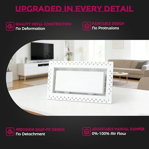 Flush Wall Vent, 6x10 Vent Cover Air Vent Cover White Wall Vent Cover - Image 3