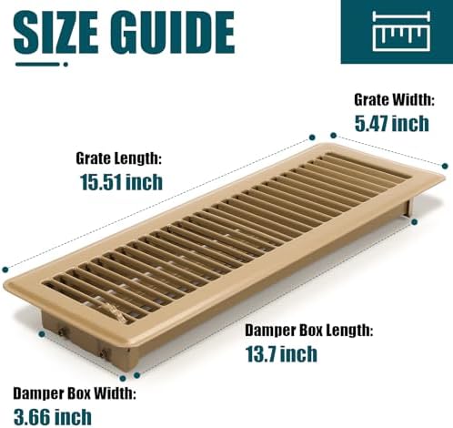 VOISEN Floor Register 4x14, 2 Pack Brown Floor Vent Covers - Image 3
