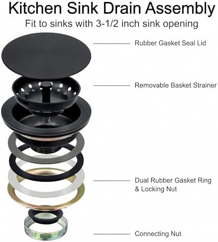 LQS Kitchen Sink Drain Assembly, Sink Drain Basket Strainer, Stainless Steel - Image 5
