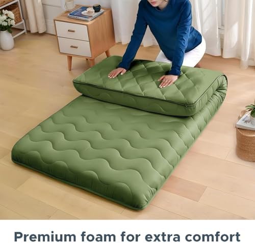 SCHNAUZER HOME Japanese Floor Mattress Futon Mattress Twin 3.5" Thick Green - Image 5