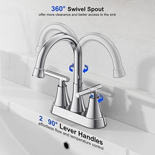 Bathroom Faucets, Hurran 4 inch Centerset 2-Handle Lead-Free - Image 4
