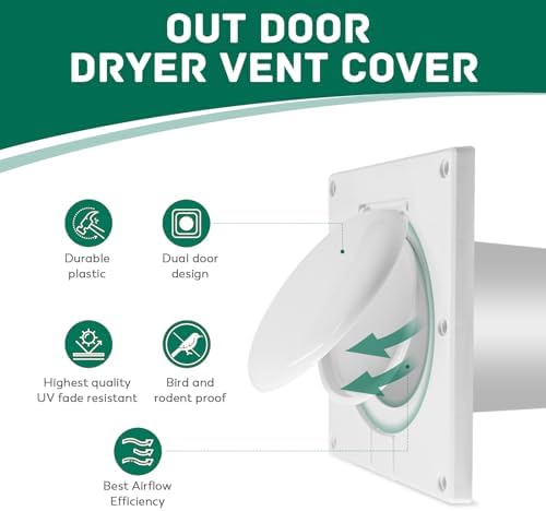 Dryer Vent Cover 4 Inch, Outdoor Dual Flap Vent Hood - Image 4