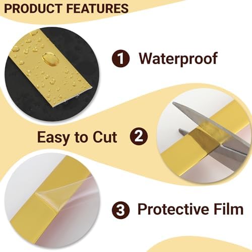 Trimold Glossy Gold Molding Trim Peel and Stick, Flexible Mirror Border Design - Image 3