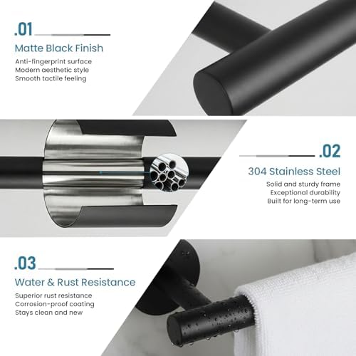Towel Bar, 24 Inch Towel Racks for Bathroom Wall Mounted, SUS304 Stainless - Image 4
