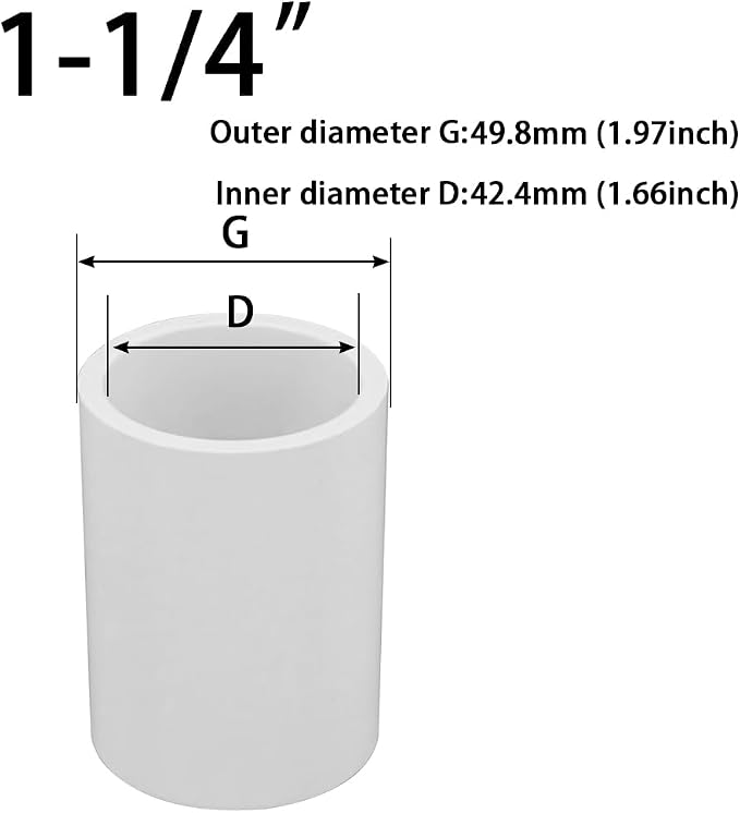 1-1/4’’ PVC Coupling 2 Way Pipe Fittings, Furniture Grade Schedule 40 Socket x - Image 2