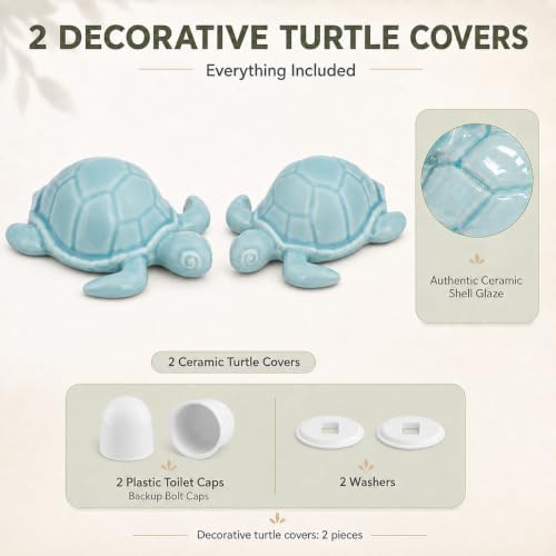 Sea Turtle Ceramic Toilet Bolt Covers Decorative Bathroom, 2 Pack - Image 6