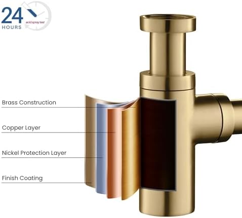 KIBI Round Bottle Trap for Bathroom Sink | Decorative Brass Basin Sink Waste - Image 5