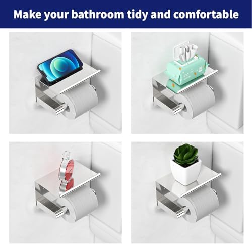GLNLQ Chrome Toilet Paper Holder Wall Mount, Self Adhesive or Screw-in - Image 7