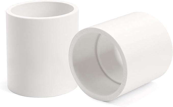 2Pack 1-1/2 Inch White PVC Pipe Coupling, Socket x Socket, Schedule 40 Heavy by JINUYYNA