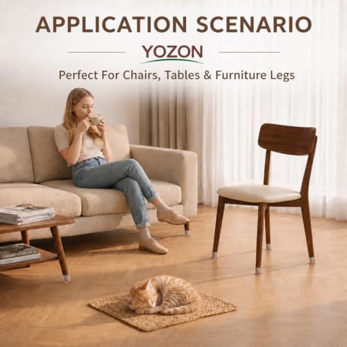 YOZON Chair Leg Floor Protectors Felt Furniture Pads Silicone Caps - Image 6