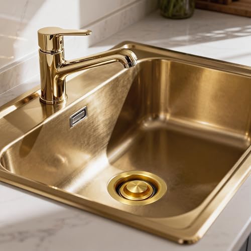 Garbage Disposal Flange with Stopper, 3-1/2" Sink Drain, Brushed Gold - Image 7