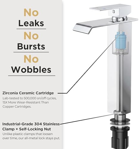 FORIOUS Vessel Tall Bathroom Sink Faucet 1 Hole Single Handle Chrome - Image 6