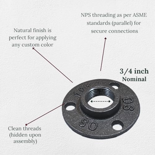 3/4" FLANGE: Industrial Threaded Black Iron Pipe Fittings; Natural - Image 3