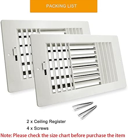 2 Pack Air Vent Cover Ceiling Register, FanGoFast Wall Vent 3-Way Plastic - Image 7