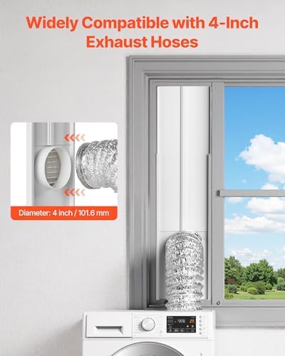 VEVOR Dryer Vent Window Kit, Fits 4-Inch Exhaust Hoses, Adjustable Length - Image 2