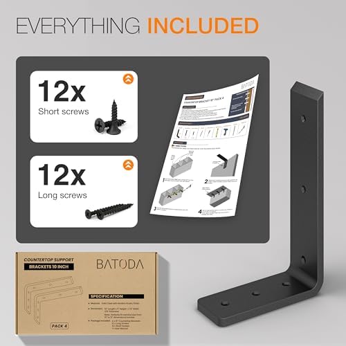BATODA 10” Countertop Support Steel Brackets, Heavy Duty L Bracket - Image 4