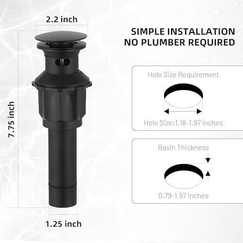 Pop Up Bathroom Sink Drain Assembly - Image 5