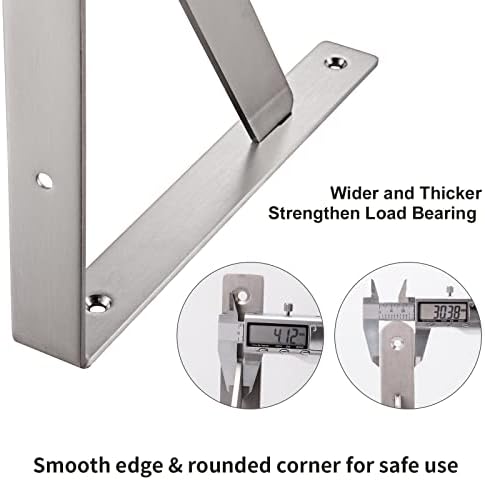 YUMORE 14 Inch Shelf Bracket, Heavy Duty L Bracket, 2 Pack - Image 3
